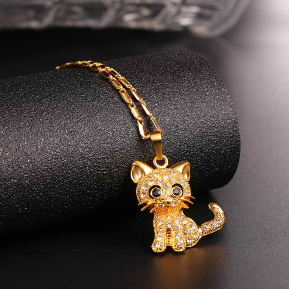 New 18K gold cute cat necklace